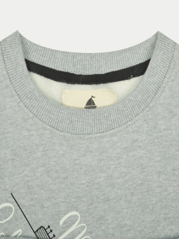 MEN'S GREY FLEECE DROP SHOULDERS SWEATSHIRT