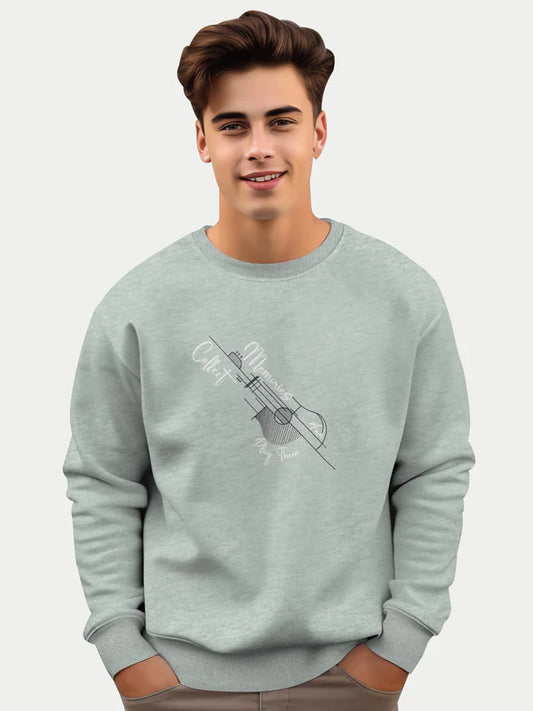 MEN'S GREY FLEECE DROP SHOULDERS SWEATSHIRT